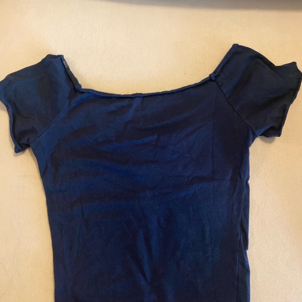 Brandy Melville Dark Blue Gathered Blouse - Picture 2 of 5